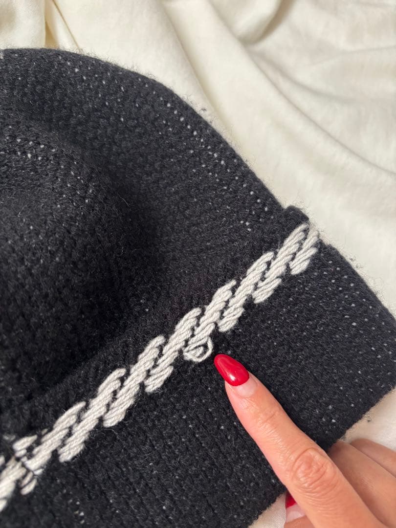 CHANEL ロゴ　ニットキャップ　カシミア　ブラック