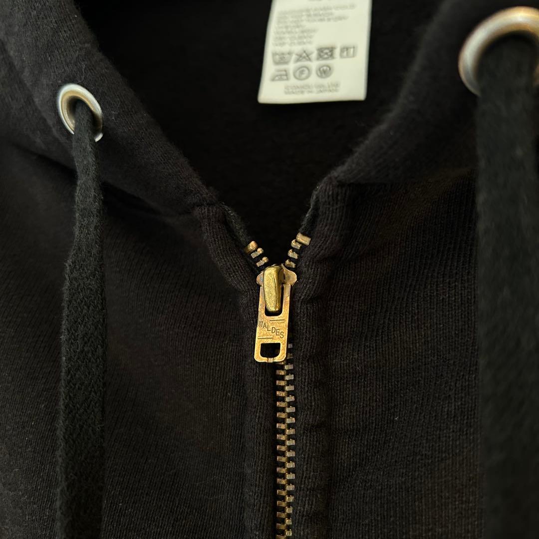 COMOLI コットン裏毛ジップパーカー 4 FADE BLACK コモリ タグ