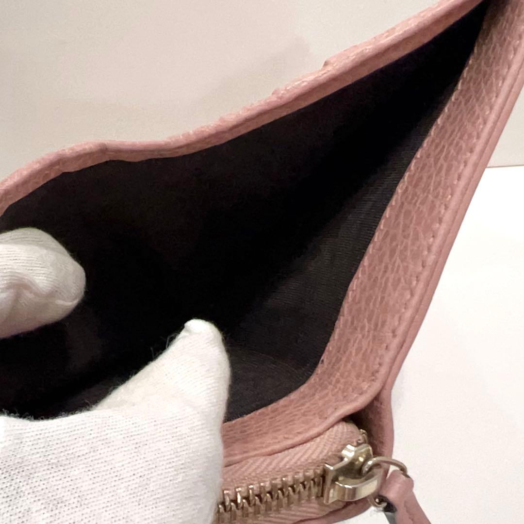 グッチ 折り財布 GGキャンバス GG ラウンドファスナー コンパクト ピンク