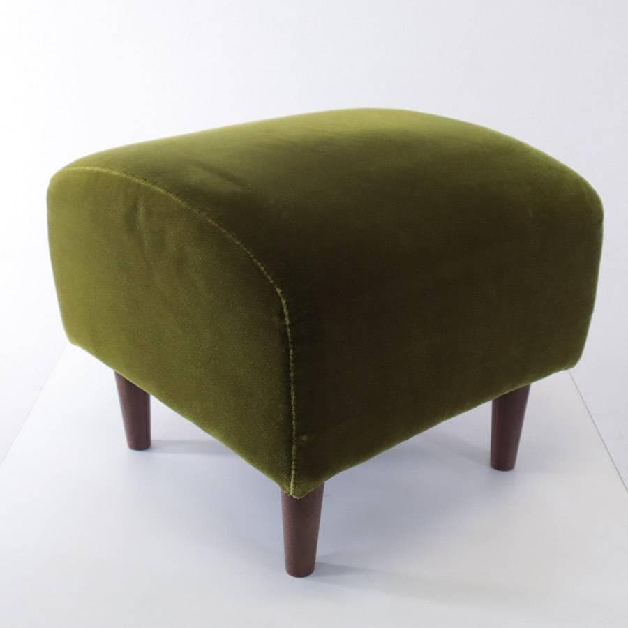 SWITCH Fスツール オットマン モケットグリーン ウォールナット無垢材