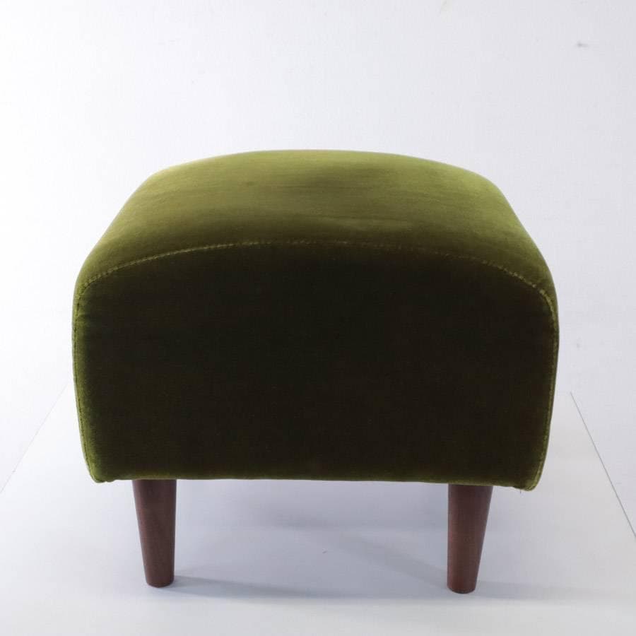 SWITCH Fスツール オットマン モケットグリーン ウォールナット無垢材