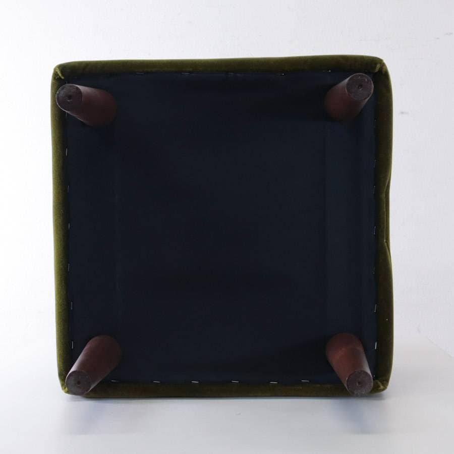 SWITCH Fスツール オットマン モケットグリーン ウォールナット無垢材