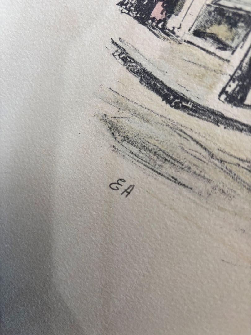 藤田 嗣治 『 サンテ通り』 直筆サイン 真作 (ed.EA) リトグラフ