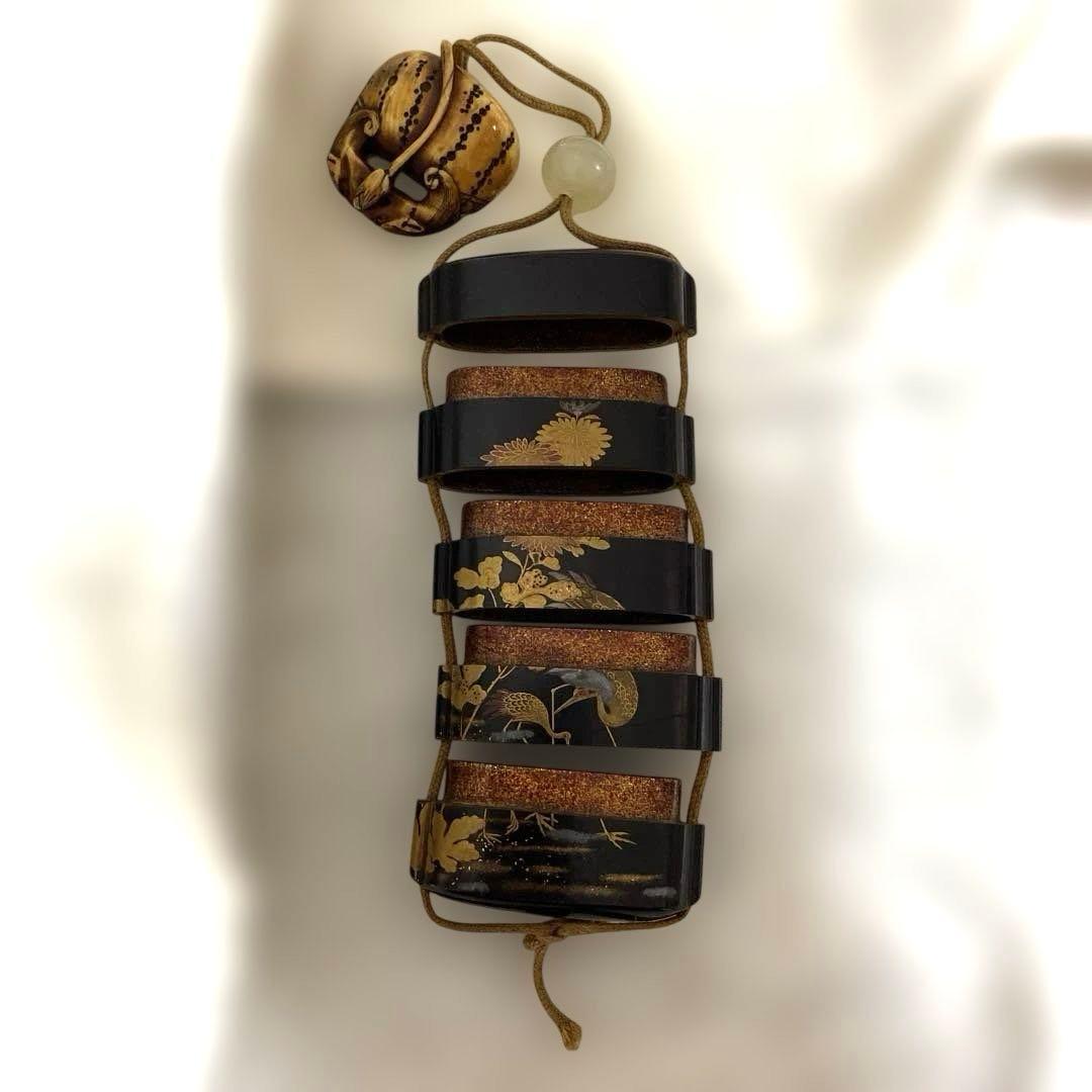 A-2 印籠　金蒔絵　装飾品　アンティーク　美術品　工芸品　漆芸　漆器　木箱付き