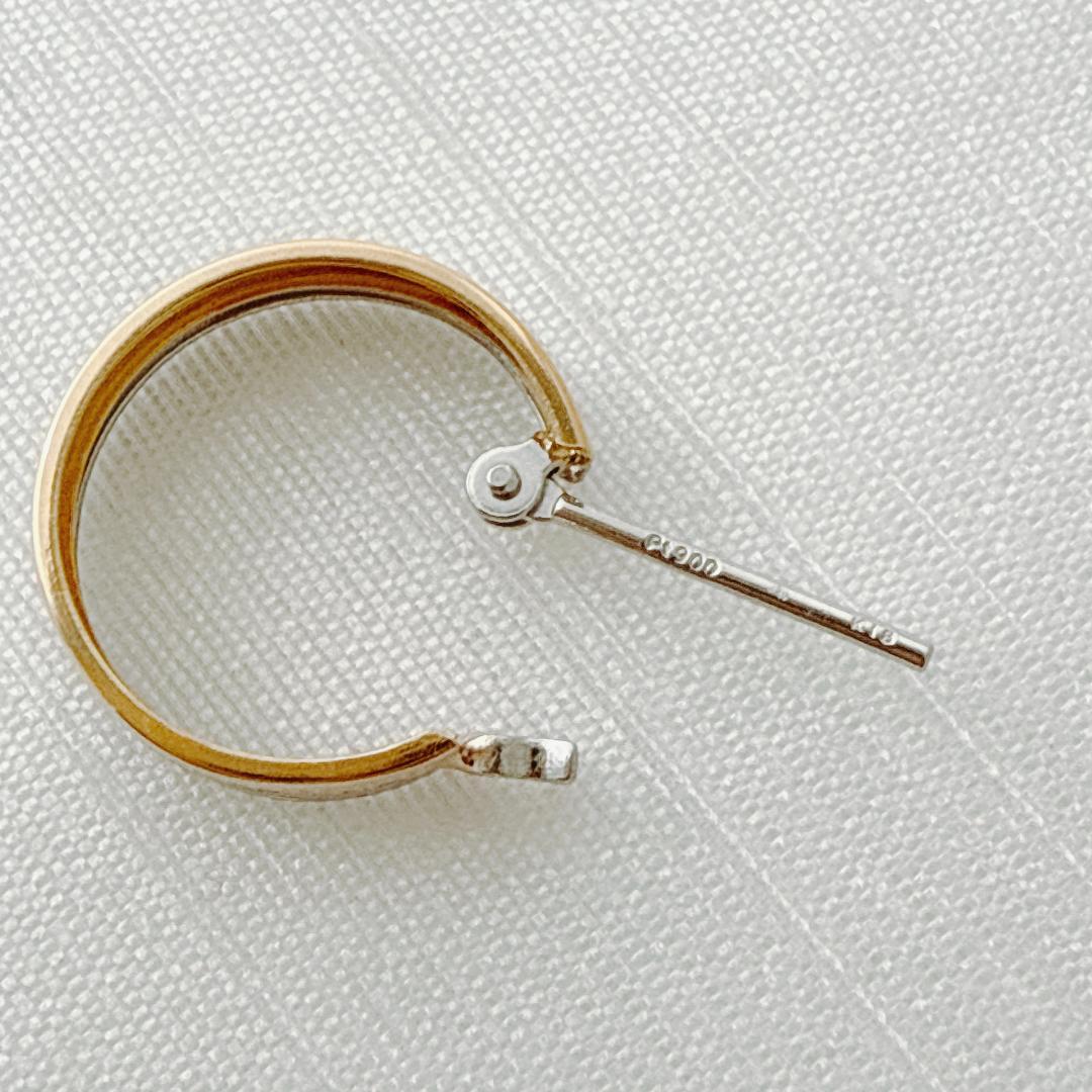 18金+プラチナ【2連コンビフープピアス】刻印入 日本製 ペア 新品！