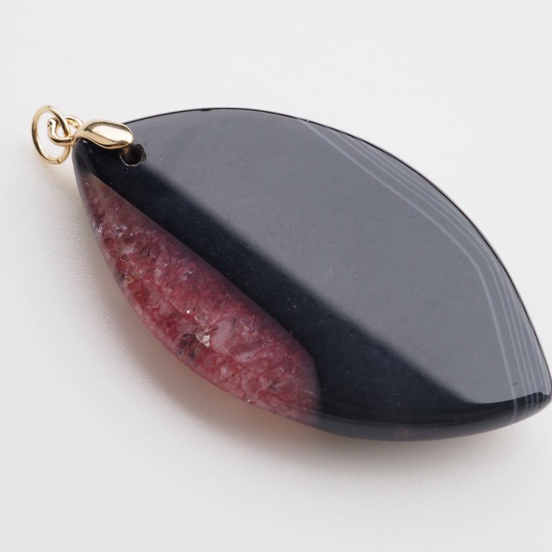 【ひなママ】No.2 天然クラック瑪瑙の大ぶりネックレストップ