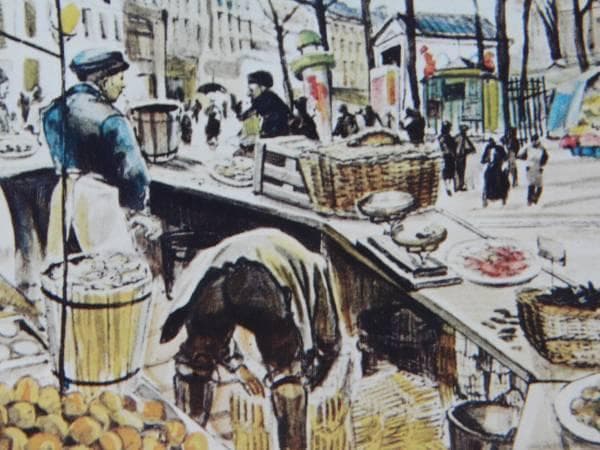 藤田嗣治、テルヌ広場、希少な画集より、新品高級額・額装付、状態良好