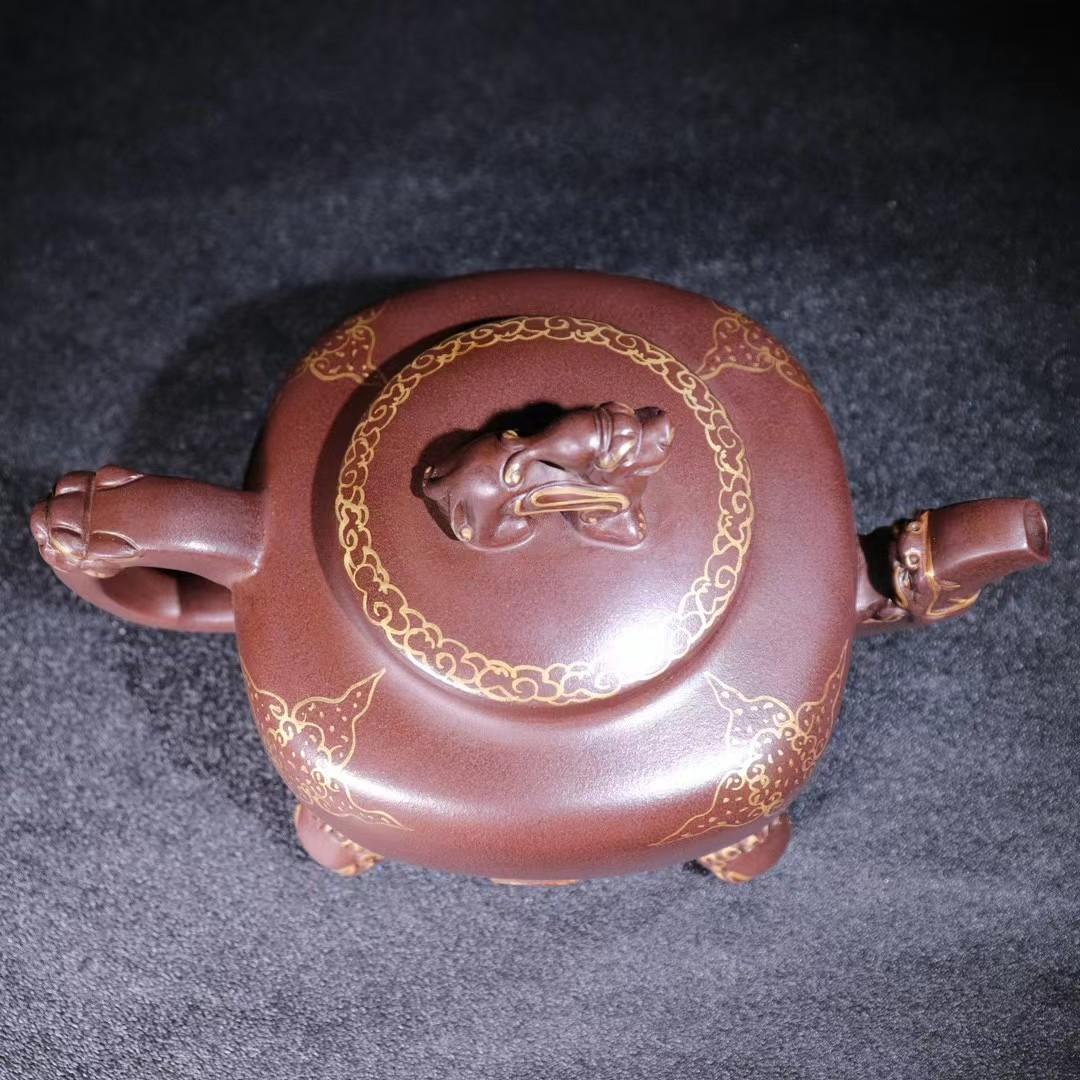 中国古美術・全身正気紫砂壺・底款徐漢棠紋・宜興原鉱・紫泥急須・茶壺・茶道具・置物