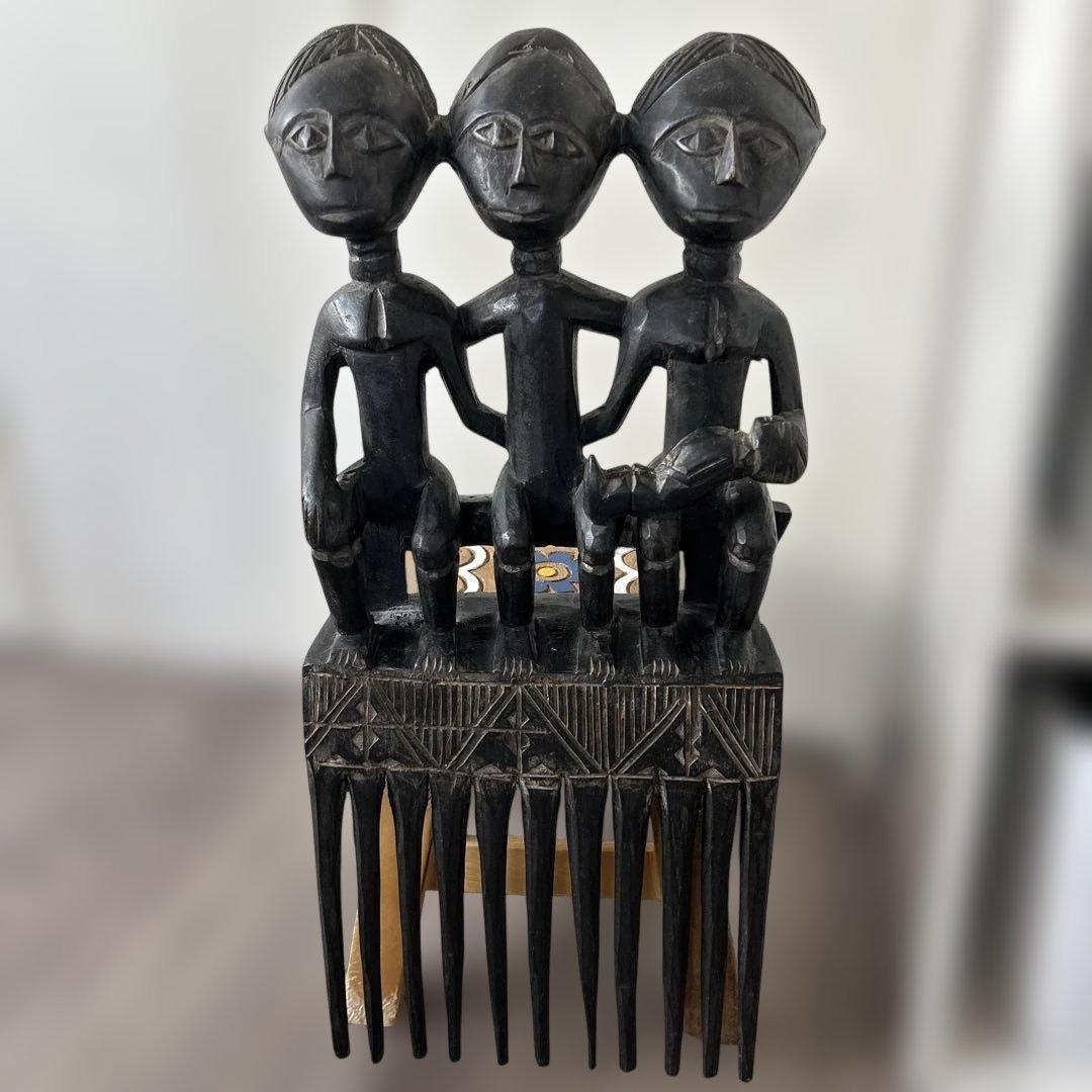 西アフリカ アシャンティ族　櫛　壁掛アフリカ木彫り　置き物