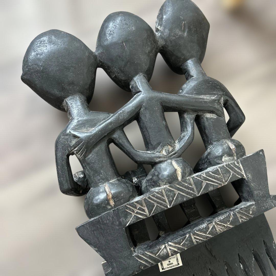 西アフリカ アシャンティ族　櫛　壁掛アフリカ木彫り　置き物