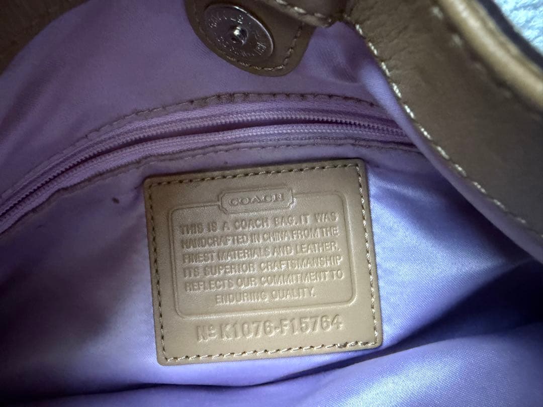 COACH アイボリー/ブラウン ショルダーバッグ真品保証