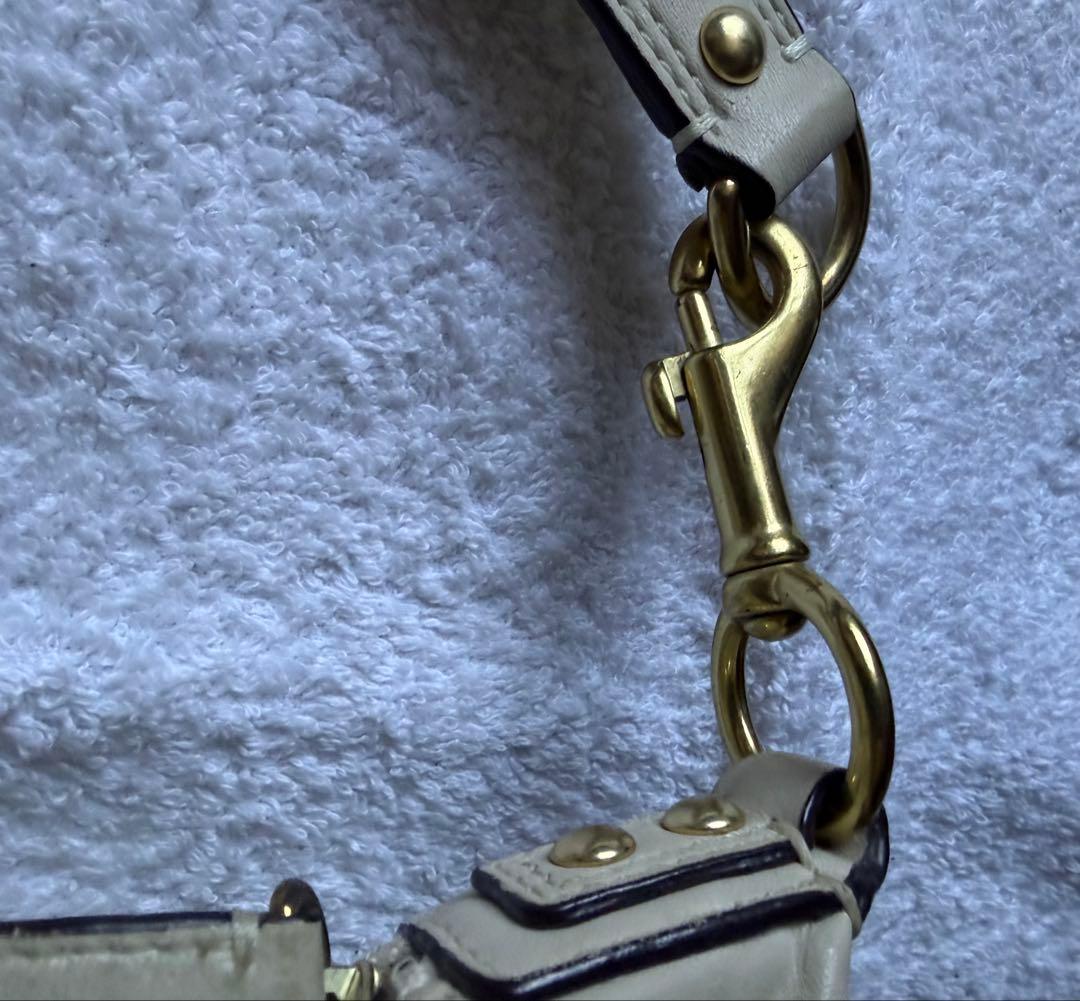 COACH アイボリー/ブラウン ショルダーバッグ真品保証