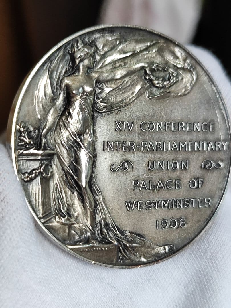 希少1906 イギリス ロンドン 列国議会同盟会議 銀貨大型 シルバーメダル
