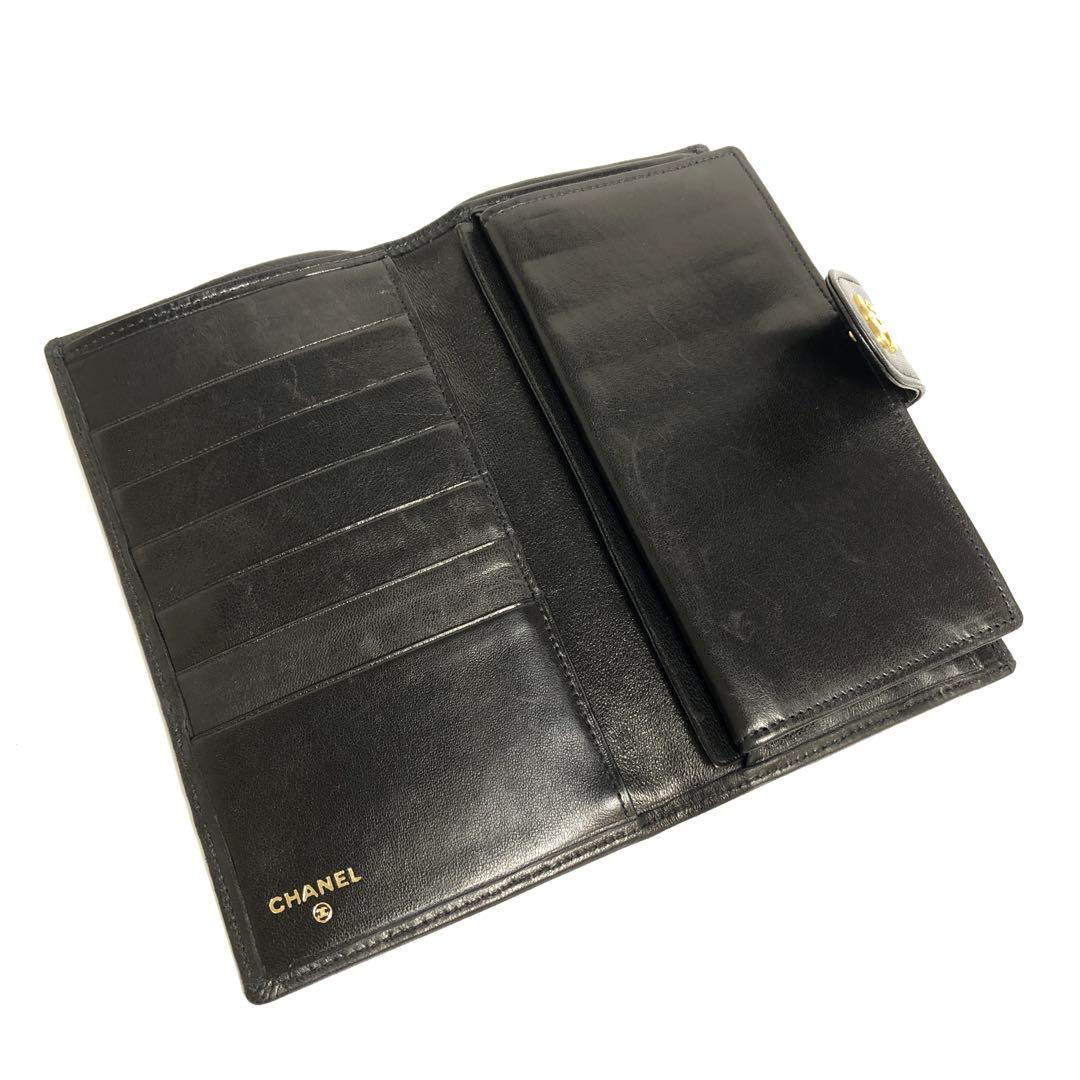 【美品】★8F139 シャネル ビコローレ 二つ折り財布 ココマーク ブラック