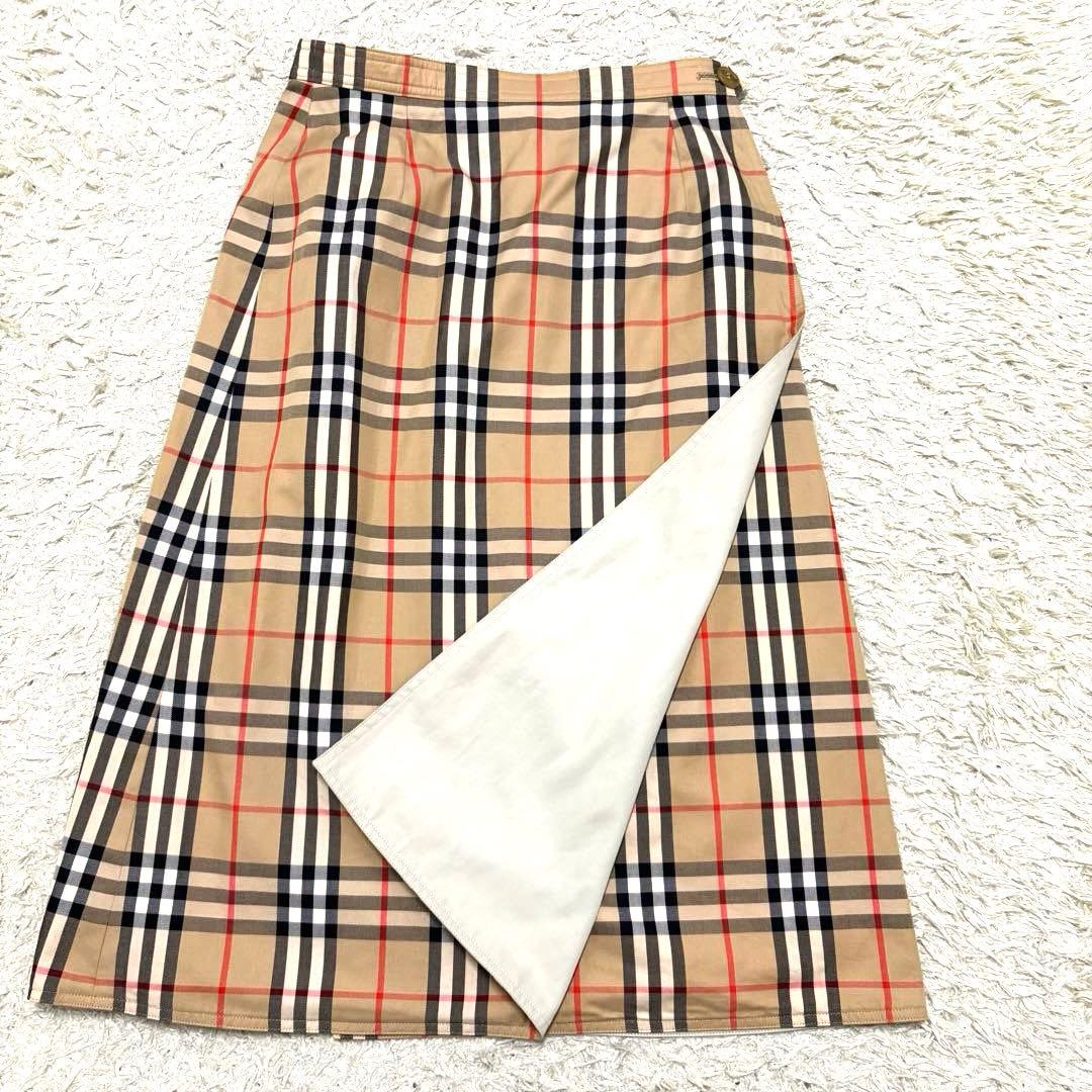 バーバリー　リバーシブルスカート　ノバチェック　膝丈　ラップスカート