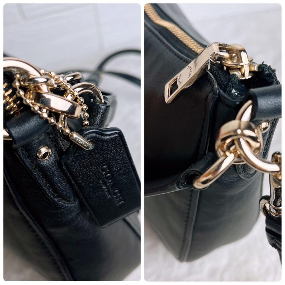 極美品☆COACHコーチ 2wayショルダーバッグ ブラック ハーフムーン