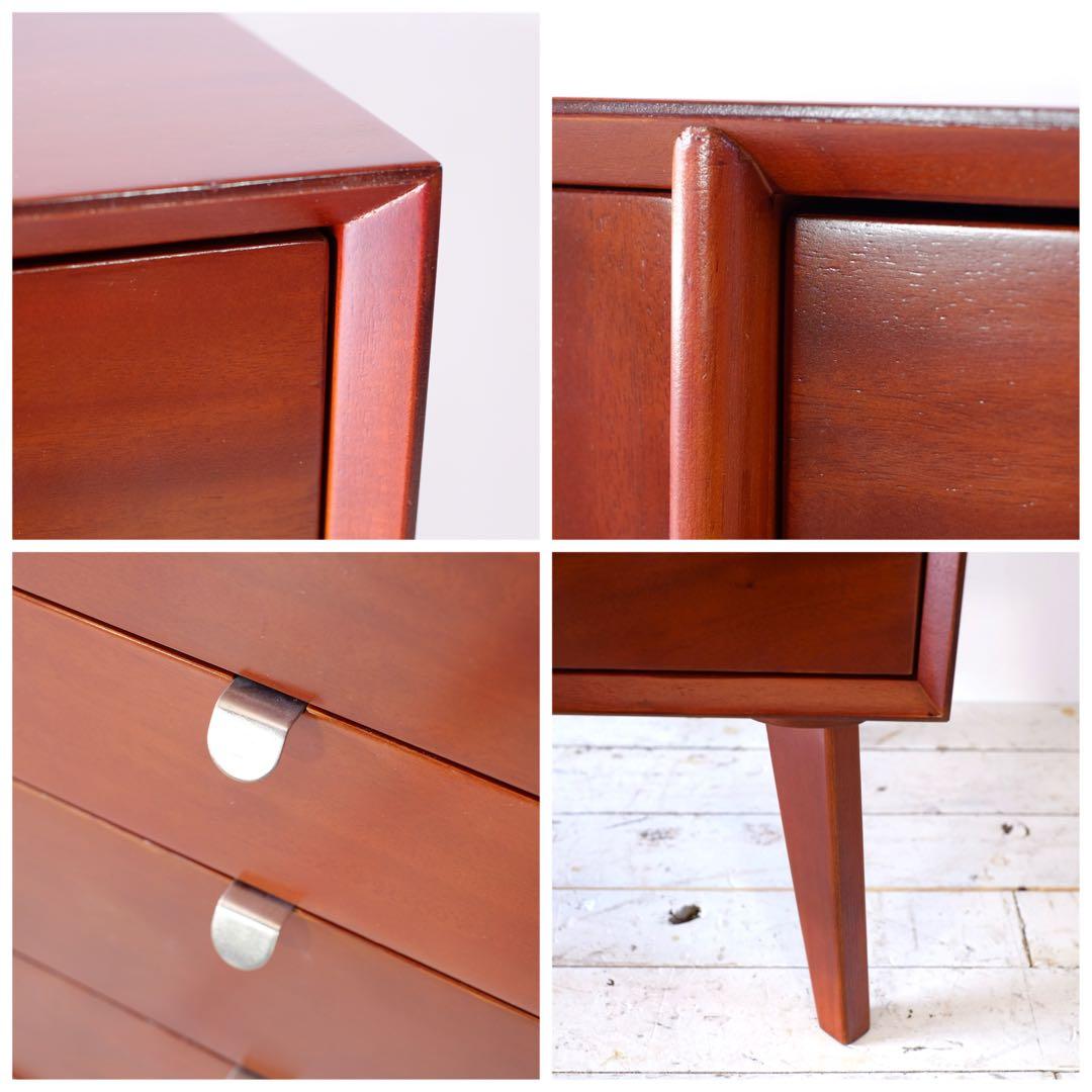 G 新品 北欧 リビングボード キャビネット 80cm サイドボード 赤茶色