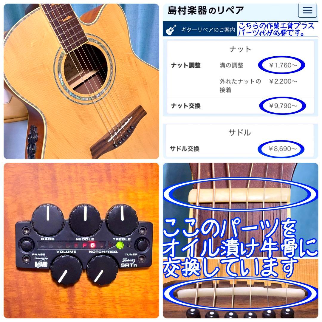 【牛骨☆エレアコ】Ibanez☆アイバニーズ【弾き易く調整☆新品の弦】