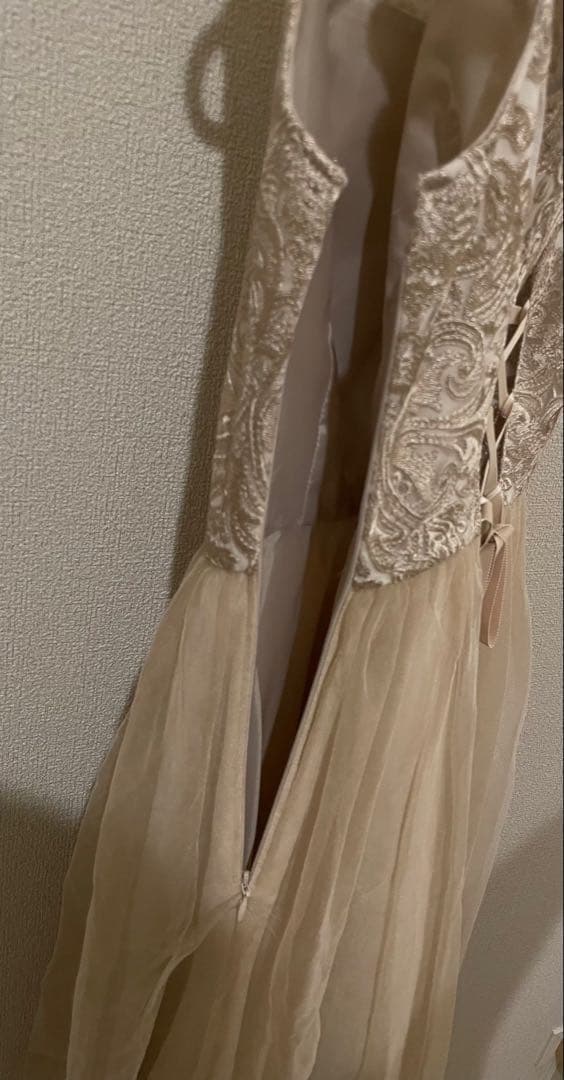 AIMER エメ オーナメント刺繍レースドレス ピンクベージュMサイズ