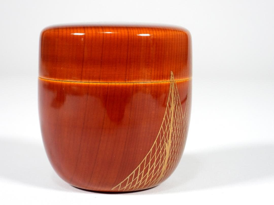 塗師 聡春 作 春慶塗 千網蒔絵 利休棗 共箱 煎茶道具