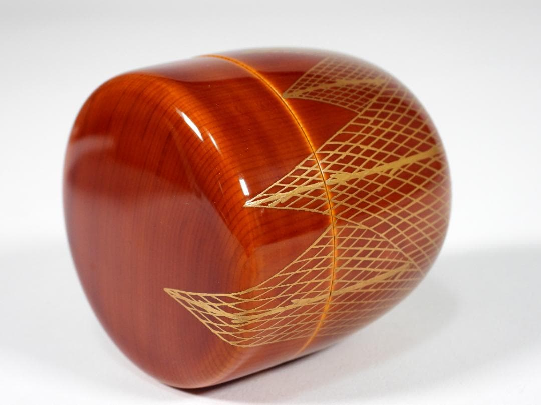 塗師 聡春 作 春慶塗 千網蒔絵 利休棗 共箱 煎茶道具