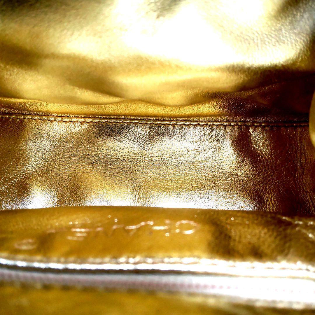 シャネル マトラッセ ラムスキン チェーンショルダーバッグ がま口 ゴールド