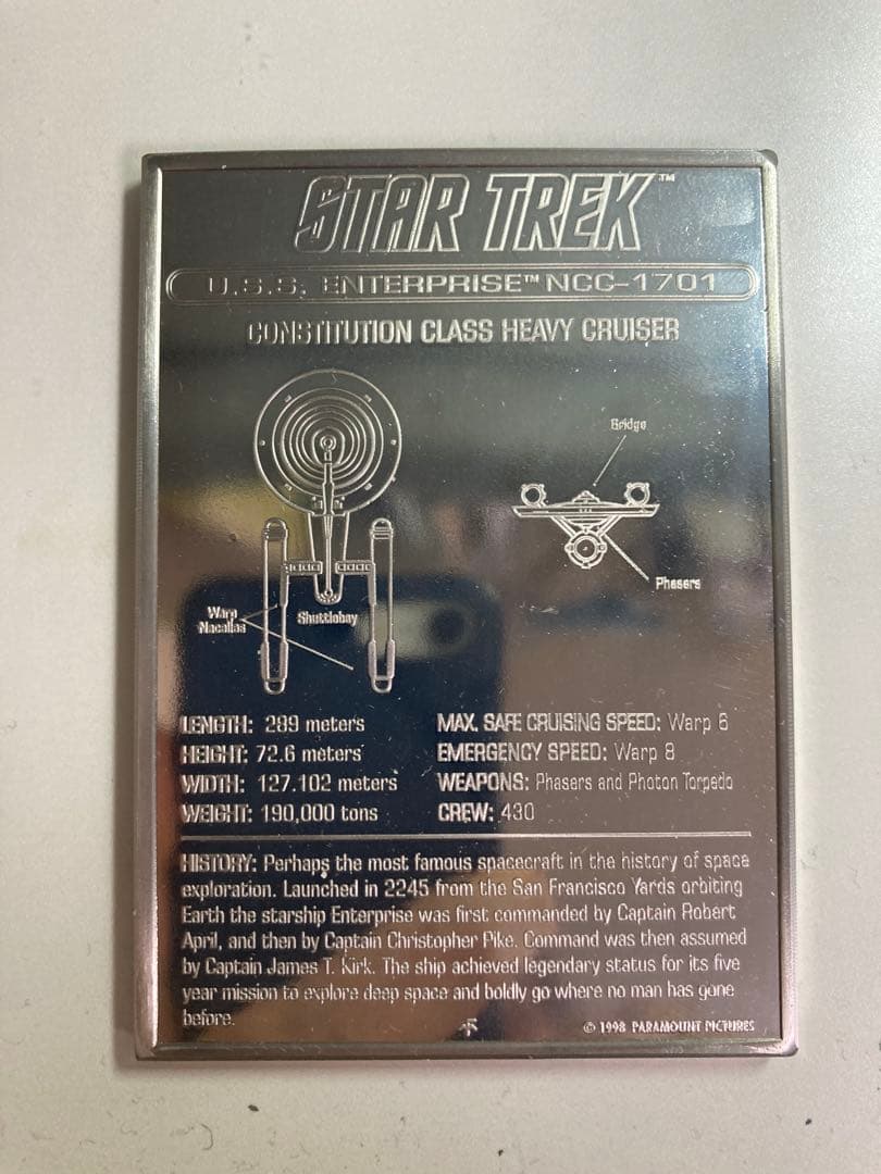 新品スタートレック/フランクリンミントピューターカード/コンプリート4種