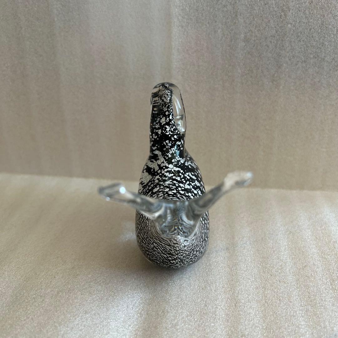 【激レア・新品】ムラーノ ベネチアンガラス 鳥 ハト 置物（黒・白・イタリア）