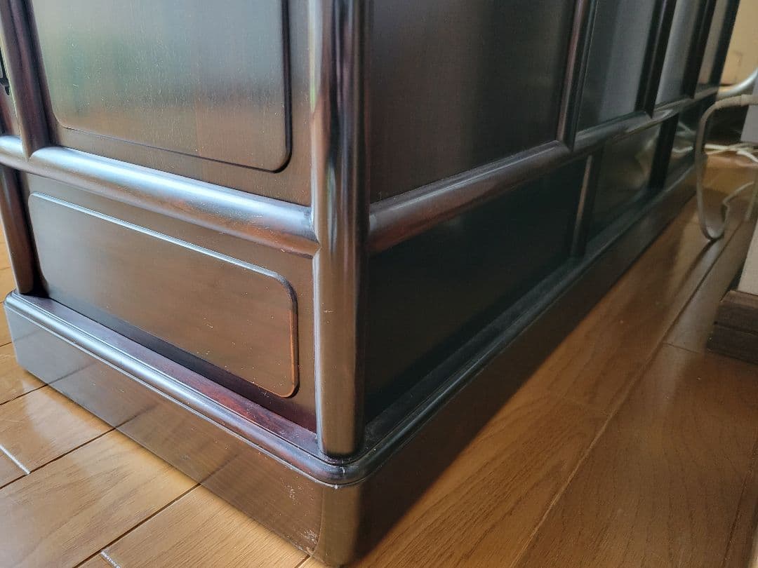 アジアンスタイル 木製棚 引き戸&観音扉付き