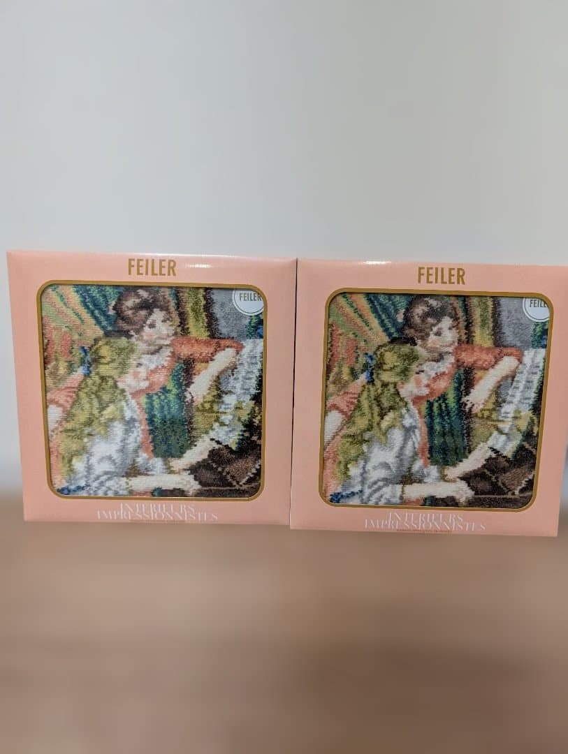 印象派ルノワール　紙袋 1点＋フェイラー　ハンカチ2枚　ピンク、ブルー　オルセー