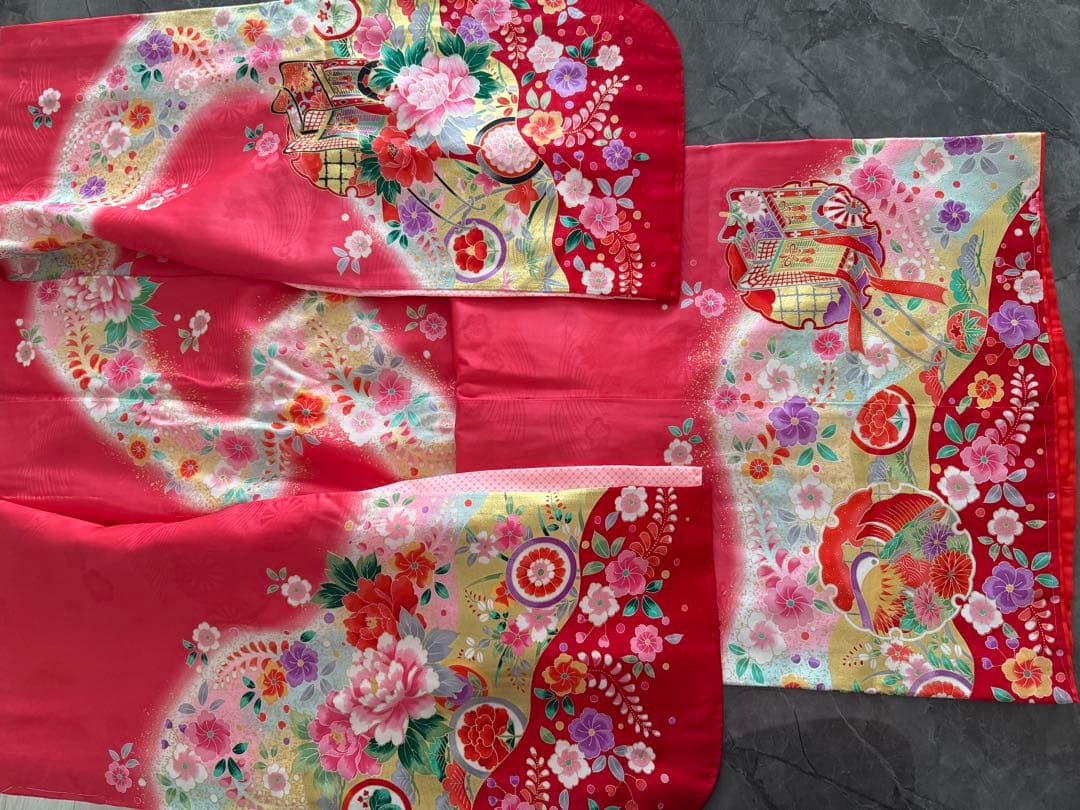 正絹四つ身　七五三　　長襦袢＆重ね襟付き　肩上げ済み