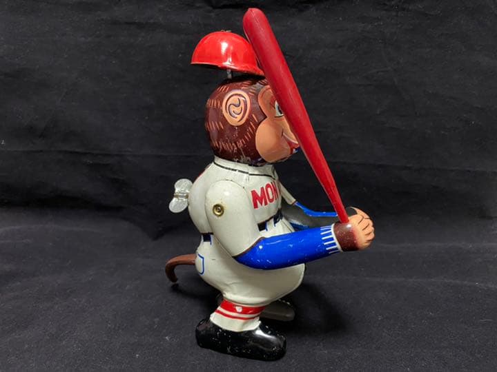 ⭐️珍品！！1950年代？のゼンマイ式ブリキのBASEBALL MONKEY/箱付