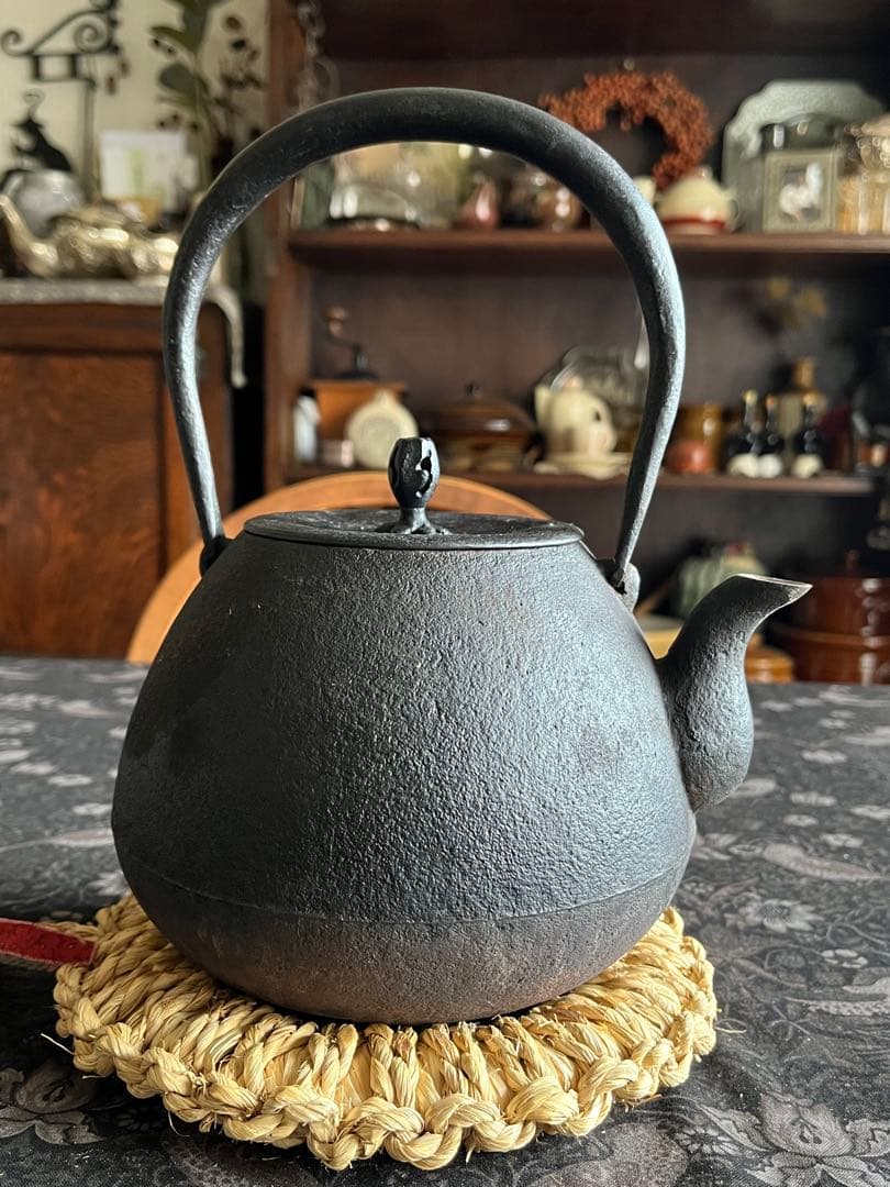 南部鉄瓶　釜定　秋の実　肌　鉄瓶