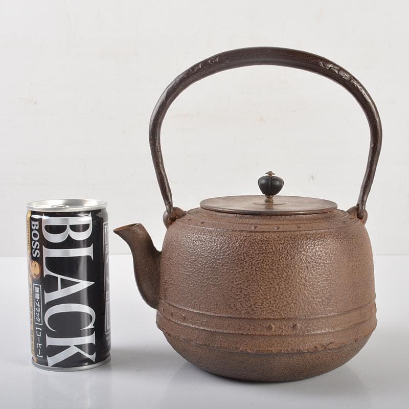 煎茶道具　正寿堂造 　萬代屋　鉄瓶　鉄釜　共箱　D　R6531