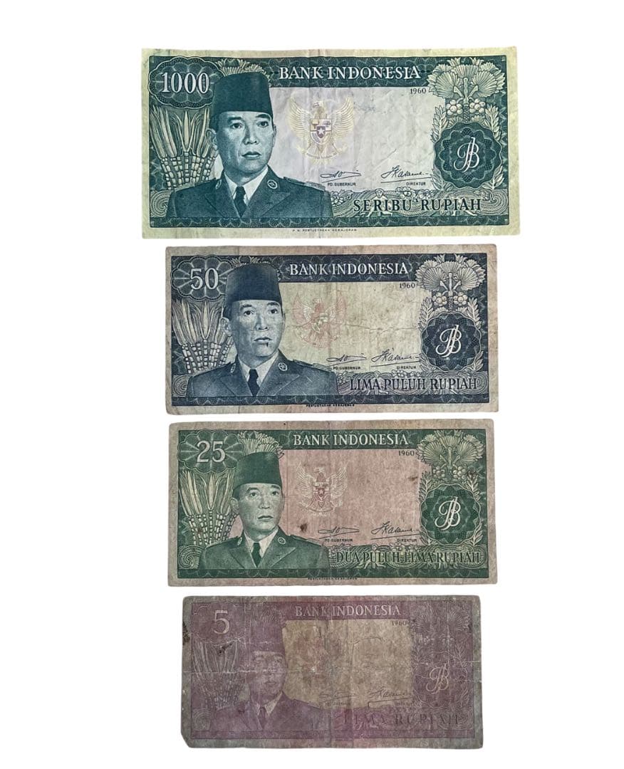 旧紙幣 インドネシア スカルノルピア/ドイツマルク/台湾 中国/シンガポール
