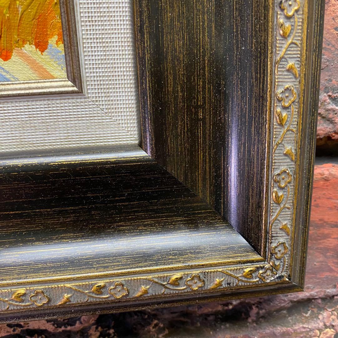 ゴッホ模写 油絵 クロー平野の収穫 額縁付き 30×40cm 名画インテリア