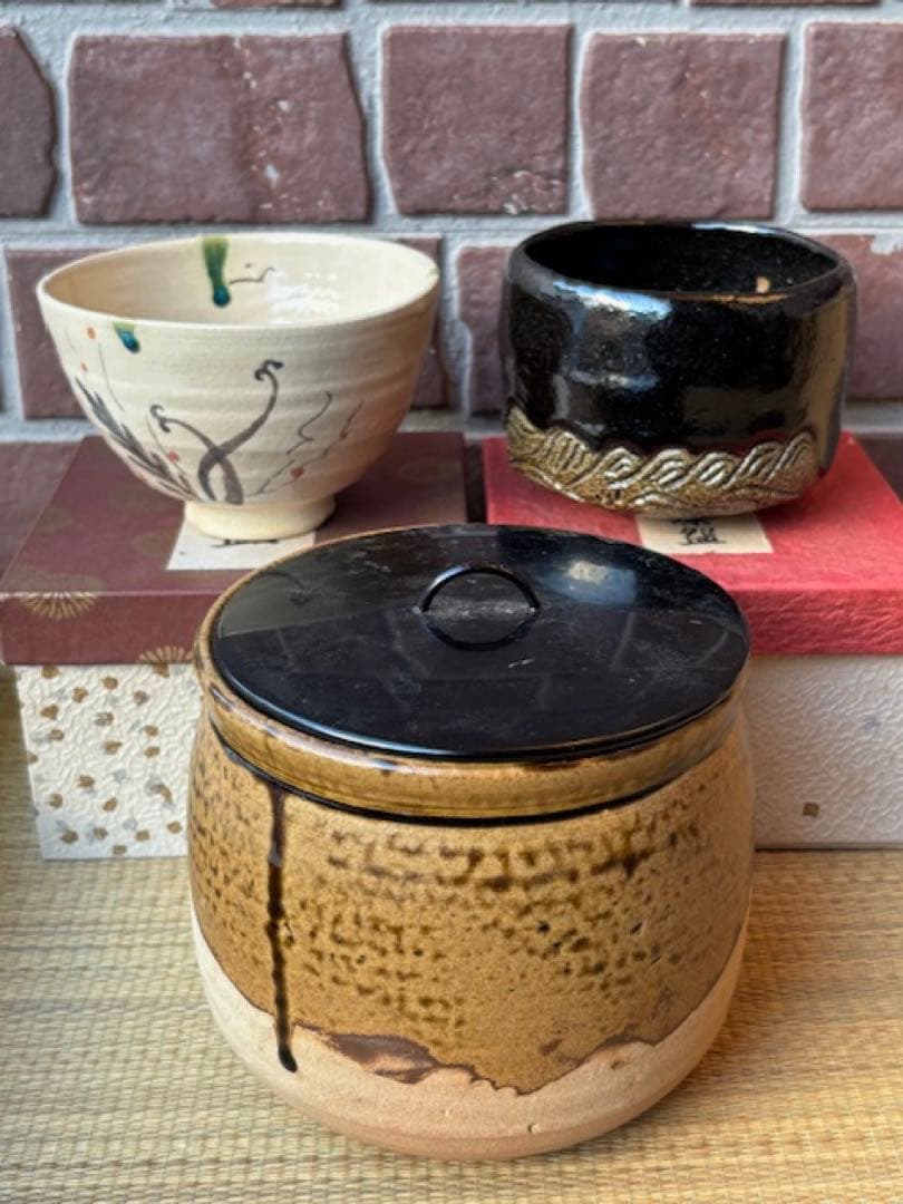 茶道具銅水注銅薬缶水指花籠織部焼黒楽茶碗備前焼花器徳利漆器三木町棚覚々斎好江岑棚