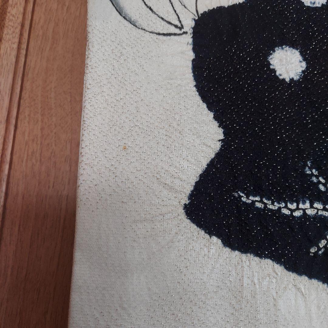 正絹振袖 蝶と辻ヶ花模様 黒と白 帯揚げ 帯締め 重ね襟 髪飾り