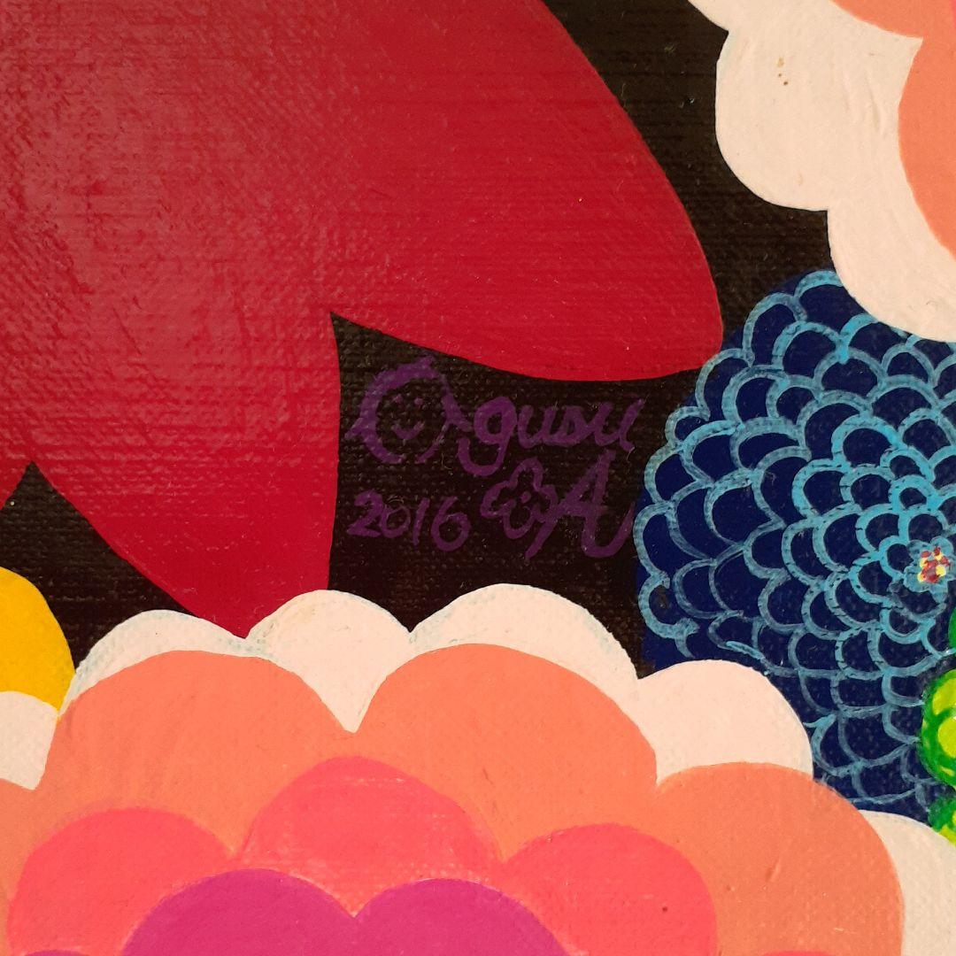 ミックスフラワー　F12号　アクリルガッシュ　画家　小楠アキコ作品　額付き