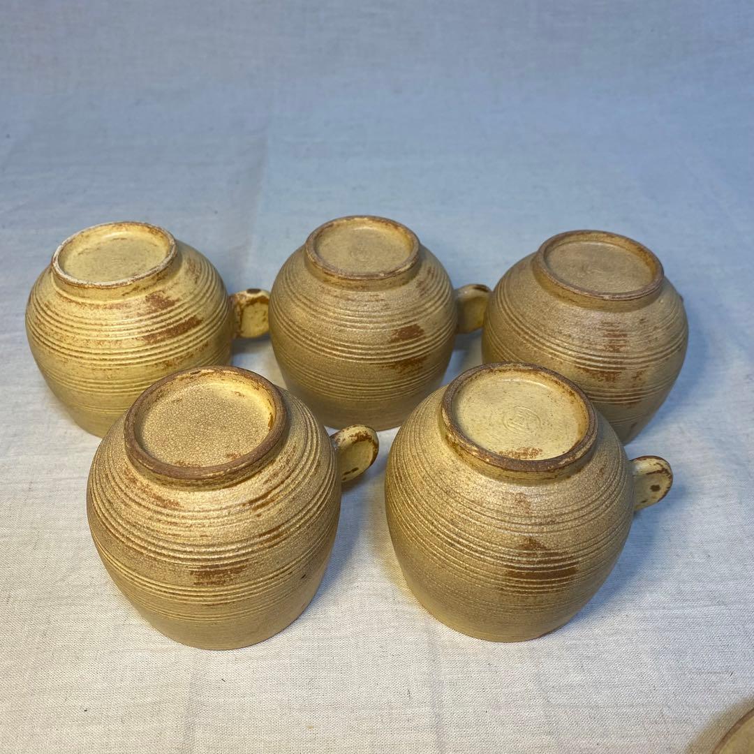 黄瀬戸　瀬戸焼　カップ&ソーサー　コーヒー　紅茶　小川欣二　5客