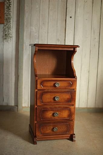 カリモク家具　コロニアル　電話台　小引き出し4段　飾り台　花台　ヴィンテージ家具