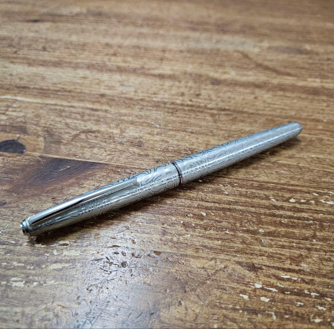 プラチナ 万年筆 ペン先18KWG 唐草模様 ヴィンテージ ホワイトゴールド