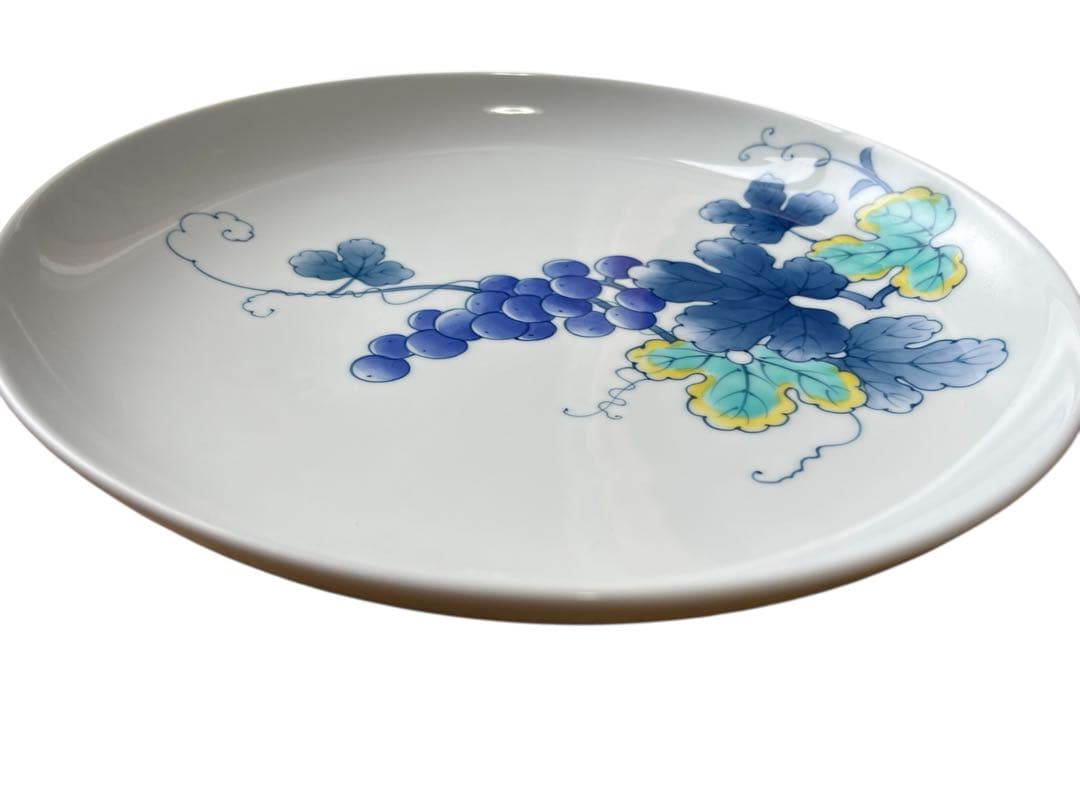 鍋島焼 小笠原藤右衛門 七代 葡萄文 皿 25cm 飾皿 伝統工芸 色鍋島