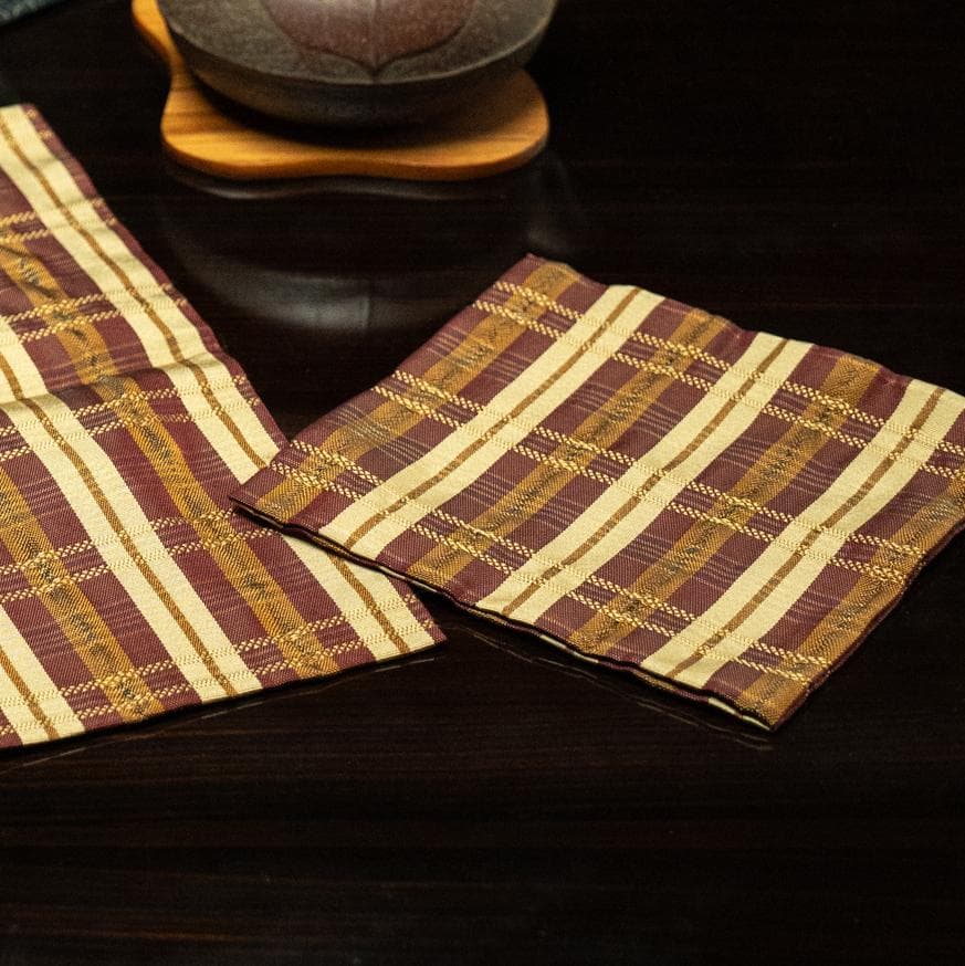 鶴岡間道[龍村美術織物]守田公夫織　出帛紗と古帛紗セット 茶道具　裏千家　表千家