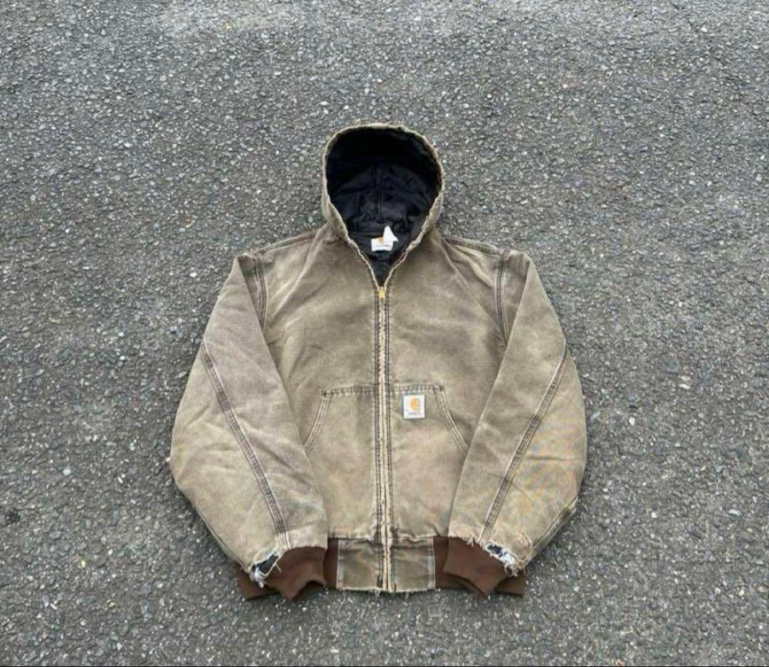 USA製　Carhartt アクティブジャケット ブラウン　フェード