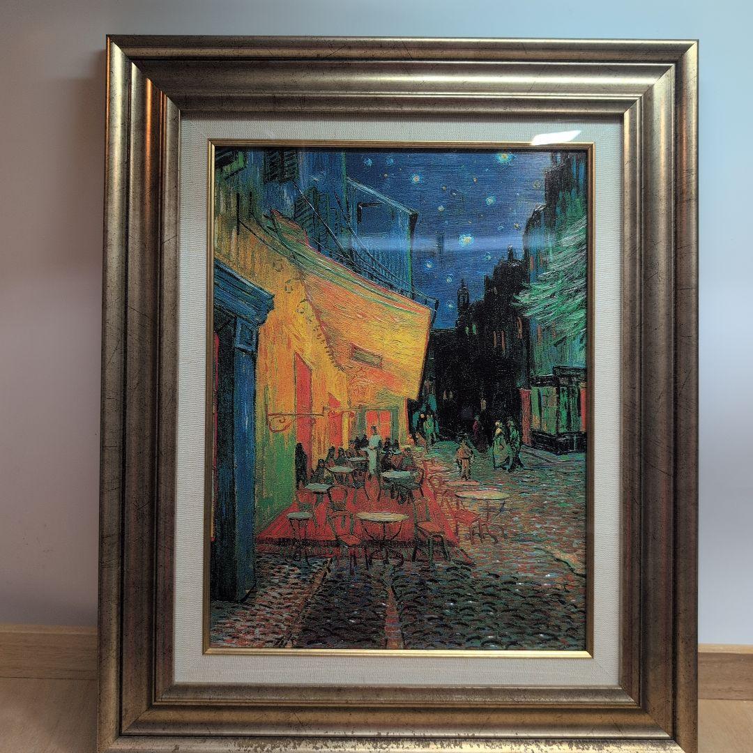 印象派 夜のカフェシーン 油彩画