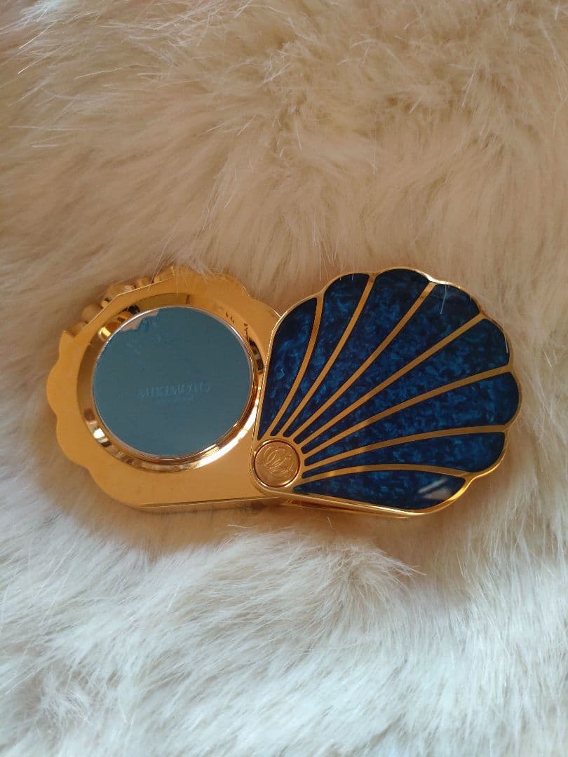 【美品】◆MiKIMOTO◆ミキモト シェル型時計 ブルー ゴールド 真珠付