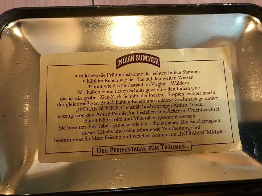 ブリキ缶　イギリス製　INDIAN SUMMER パイプタバコ 【缶のみ】