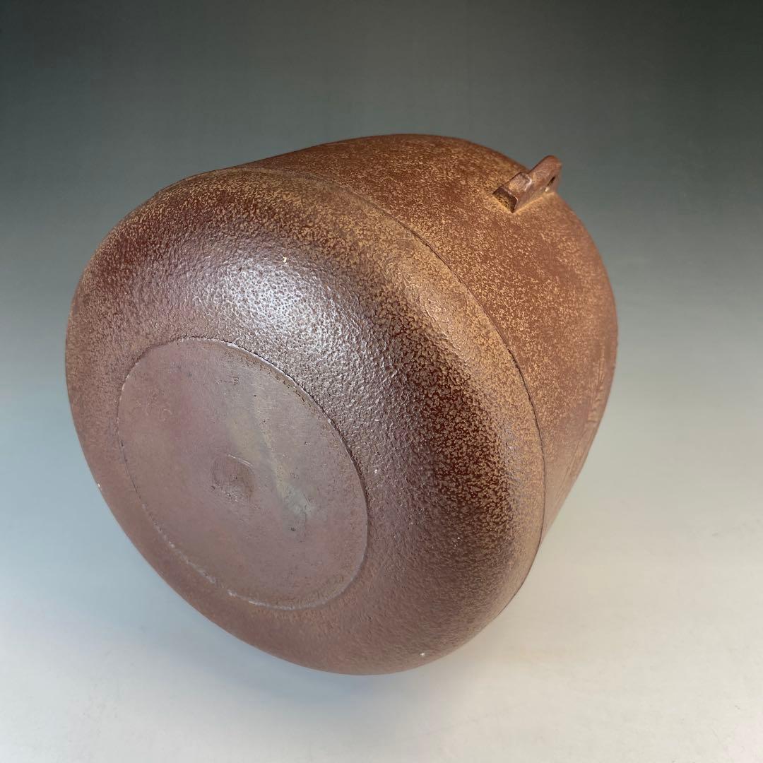 【茶道具】佐藤清光造　竹雀地紋　筒撫肩釜（共箱）