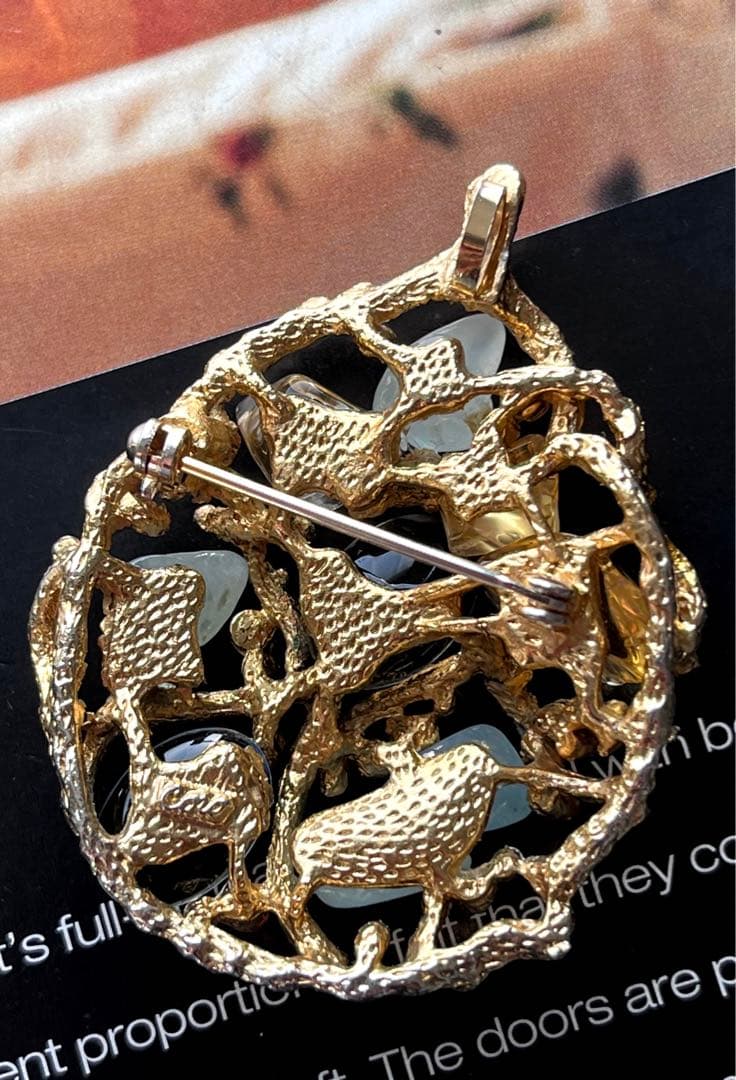 希少！Coro カラーチェンジガラス 2wayヴィンテージブローチ9412